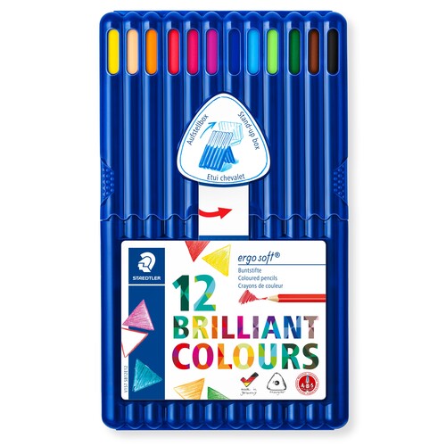Farbstifte ergo soft 157 dreikant Box sortiert Staedtler 157SB12 (PACK=12 STÜCK) Produktbild Additional View 1 L