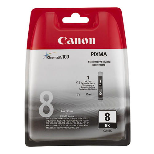 Tintenpatrone CLI-8BK für Canon Pixma IP4200/IP5200/MP500 13ml schwarz Canon 0620b001 Produktbild Front View L