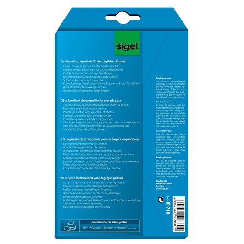 Fotopapier Inkjet Everyday Plus 10x15cm 200g weiß high-glossy Sigel IP718 (PACK=24 BLATT) Produktbild Additional View 2 L