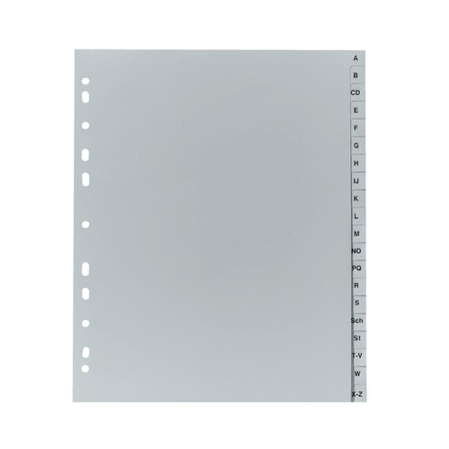 Register A-Z A4 überbreit 245x297mm grau Plastik Herlitz 10901718 Produktbild Front View L