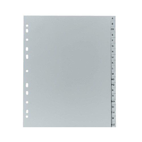 Register A-Z A4 überbreit 245x297mm grau Plastik Herlitz 100810383 Produktbild Front View L