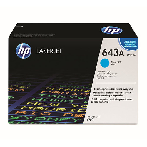 Toner 643A für Color LaserJet 4700 10000Seiten cyan HP Q5951A Produktbild Front View L