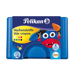 Wachsmalkreiden 666/8WL im blauen Kunststoffetui sortiert wasserlöslich extra dick Pelikan 300008325 (ETUI=8 STÜCK) Produktbild