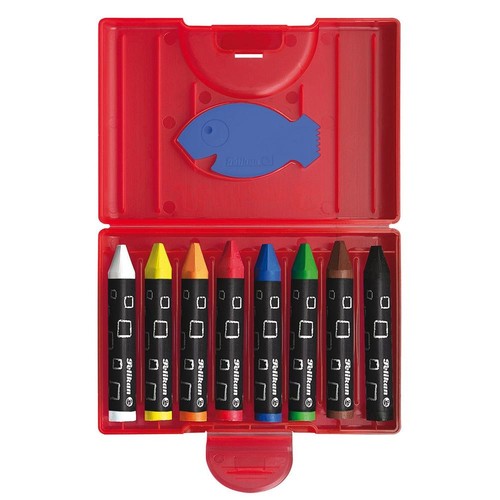 Wachsmalkreiden 665/8D im roten Kunststoffetui sortiert wasserfest dreikant Pelikan 300008324 (ETUI=8 STÜCK) Produktbild Additional View 2 L