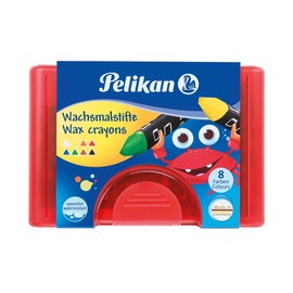 Wachsmalkreiden 665/8D im roten Kunststoffetui sortiert wasserfest dreikant Pelikan 300008324 (ETUI=8 STÜCK) Produktbild