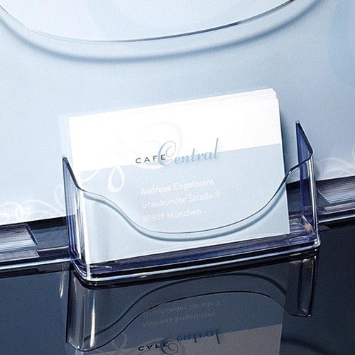 Tisch-Prospekthalter 1x A4 30mm mit Visitenkartenfach glasklar Acryl Sigel LH111 Produktbild Additional View 3 L