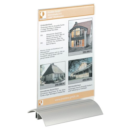 Tischaufsteller PRESENTER A5 150x237x85mm Acryl Aluminiumfuß Durable 8588-19 Produktbild Additional View 2 L