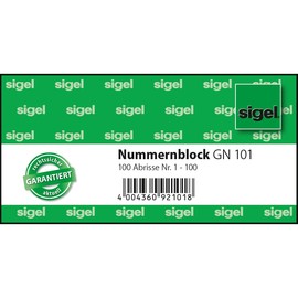Garderobennummernblock 1-100 105x50mm verschiedene Farben Papier Sigel GN101 Produktbild
