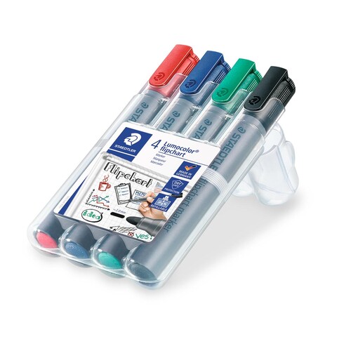 Flipchartmarker Lumocolor 356 Etui 2mm Rundspitze sortiert Staedtler 356WP4 (PACK=4 STÜCK) Produktbild