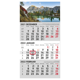 Dreimonatskalender 2023 24x45cm grau/rot Zettler 951-0011 Produktbild