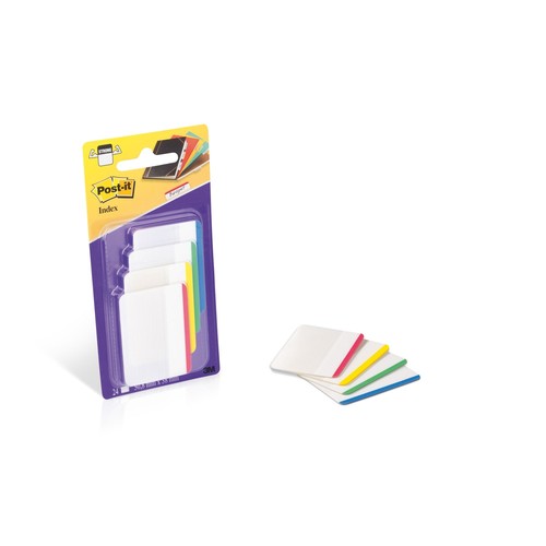 Haftstreifen Post-it Index Strong 50,8x38mm 4 Grundfarben transparent 3M 686-F1EU (PACK = 4x6 STÜCK) Produktbild Additional View 1 L