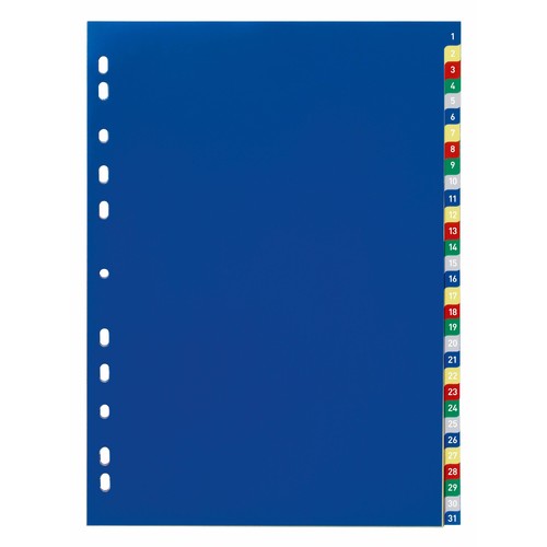 Register A4 230x297mm Zahlen 1-31 mehrfarbig Plastik Durable 6756-27 Produktbild