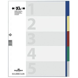 Register Blanko A4 überbreit 245x297mm 5-teilig mehrfarbig Plastik Durable 6737-27 Produktbild