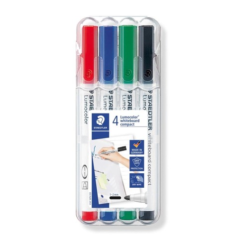 Whiteboardmarker Lumocolor compact 341 Etui 1-2mm Rundspitze sortiert trocken abwischbar Staedtler 341WP4 (ETUI=4 STÜCK) Produktbild Additional View 2 L