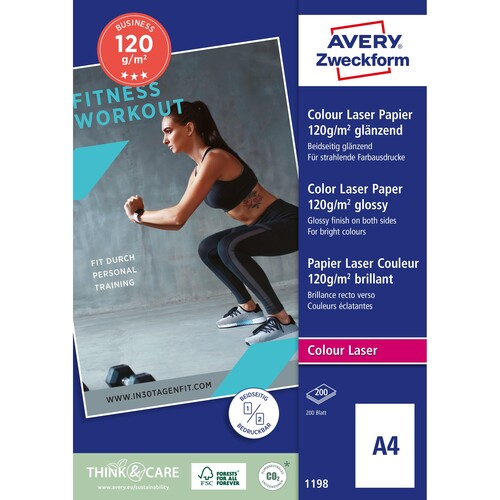 Fotopapier Laser+Kopier Superior Colour A4 120g weiß beidseitig glossy Zweckform 1198 (PACK=200 BLATT) Produktbild