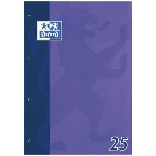 Schulblock 4-fach Lochung Oxford Rand rechts A4 Lin.25 liniert 50Blatt 90g Optik Paper weiß 100050350 Produktbild Additional View 3 L
