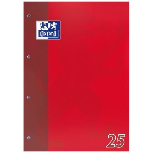 Schulblock 4-fach Lochung Oxford Rand rechts A4 Lin.25 liniert 50Blatt 90g Optik Paper weiß 100050350 Produktbild Additional View 4 L