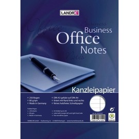 Kanzleipapier Lin.27 liniert mit Randlinien A3/A4 80g weiß Landré 100050624 (PACK=250 BOGEN) Produktbild