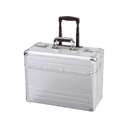 Pilotenkoffer mit Trolleysystem OMEGA 48x38x23cm silber Aluminium