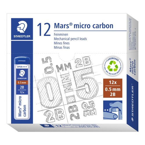 Feinminen Mars micro carbon 250 0,5mm Staedtler 25005-2B (DS=12 STÜCK) Produktbild Additional View 1 L