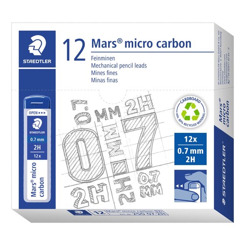 Feinminen Mars micro carbon 250 0,7mm Staedtler 25007-2H (DS=12 STÜCK) Produktbild Additional View 1 L