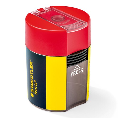 Spitzer einfach mit Behälter oval hoch grau/gelb/rot Kunststoff Staedtler 511004 Produktbild