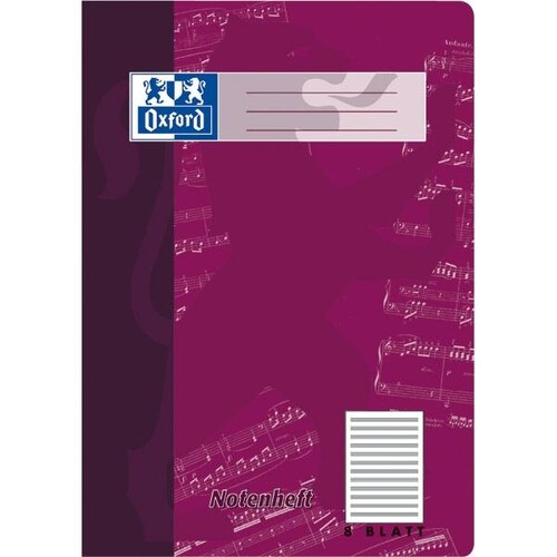 Notenheft Oxford A4 ohne Hilfslinien 8Blatt 90g Optik Paper weiß 100050363 Produktbild Additional View 1 L