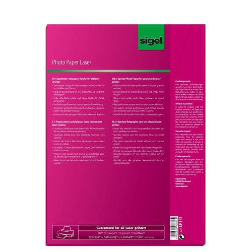 Fotopapier Laser+Kopier A4 135g hochweiß beidseitig glossy Sigel LP141 (PACK=100 BLATT) Produktbild Additional View 1 L