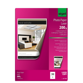 Fotopapier Laser+Kopier A4 200g hochweiß beidseitig glossy Sigel LP144 (PACK=100 BLATT) Produktbild