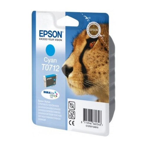 Tintenpatrone T0712 für Epson Stylus D78/D92/D120/DX4000 5,5ml cyan Epson T071240 Produktbild Front View L
