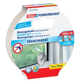 Powerbond TRANSPARENT 19mm x 5m beidseitig klebend Tesa 55744-00001-02 (RLL=5 METER) Produktbild