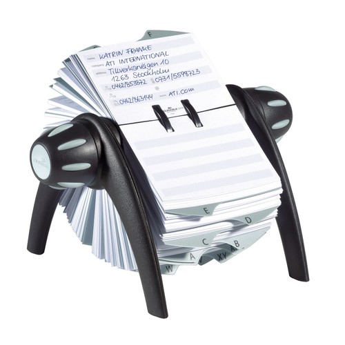 Rolodex Telindex 25-teilig 72x104mm für 500Karten metallic schwarz Durable 2416-01 Produktbild Front View L