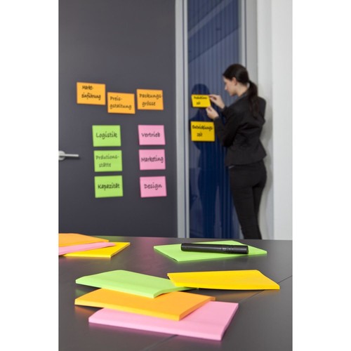 Haftnotizen Post-it Super Sticky Meeting Notes 203x152mm neonfarben 3M 6845-SSP (PACK=4x 45 BLATT) Produktbild Additional View 6 L