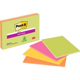 Haftnotizen Post-it Super Sticky Meeting Notes 203x152mm neonfarben 3M 6845-SSP (PACK=4x 45 BLATT) Produktbild