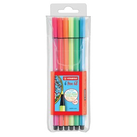 Fasermaler Pen 68 Etui Neon 1mm Rundspitze neon sortiert Stabilo 6806-1 (ETUI=6 STÜCK) Produktbild