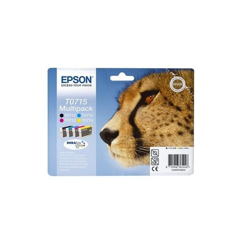 Tintenpatrone T0715 Multipack für Epson Stylus D78/SX400 23,9ml schwarz, magenta, yellow, cyan Epson T071540 (PACK=4 STÜCK) Produktbild Front View L