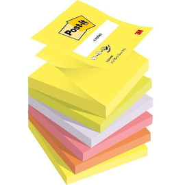 Haftnotizen Post-it Z-Notes 76x76mm neonfarben Z-Faltung Papier 3M R330-NR (PACK=6x 100 BLATT) Produktbild