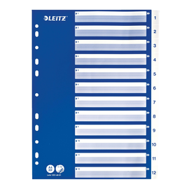 Register A4 225x297mm Zahlen 1-12 weiß Plastik Leitz 1251-60-01 Produktbild