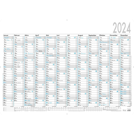 Plakatkalender 2024 ca. A1 100x70cm 12Monate/1Seite schwarz/hellblau Plano Zettler 916-0015 Produktbild