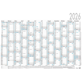 Plakatkalender 2026 ca. A1 100x70cm 12Monate/1Seite schwarz/hellblau Plano Zettler 916-0015 Produktbild