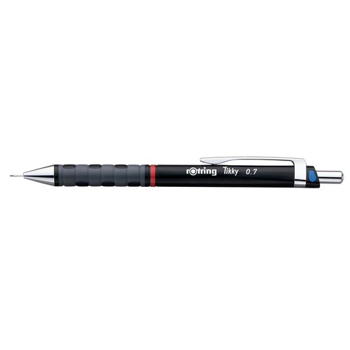 Druckbleistift mit Gummigriffzone Tikky 0,7mm schwarz mit Farbcode Rotring 1904696 Produktbild Front View L