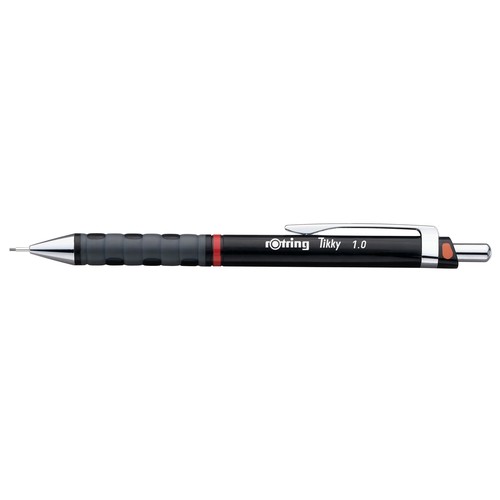 Druckbleistift mit Gummigriffzone Tikky 1,0mm schwarz mit Farbcode Rotring 1904697 Produktbild Front View L