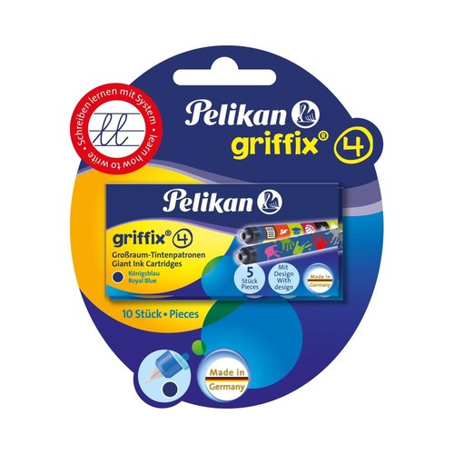 Tintenpatrone für Griffix Schulfüller P1RB mit Motiv Tiere königsblau löschbar Pelikan 960559 (PACK = 2x5 STÜCK) Produktbild Additional View 1 L