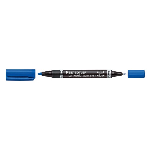 Folienstift Lumocolor duo 348 F+M 0,6mm fein + 1,2mm mittel blau wasserfest Staedtler 348-3 Produktbild Additional View 3 L