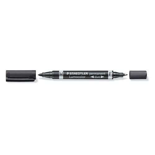 Folienstift Lumocolor duo 348 F+M 0,6mm fein + 1,2mm mittel schwarz wasserfest Staedtler 348-9 Produktbild Additional View 1 L
