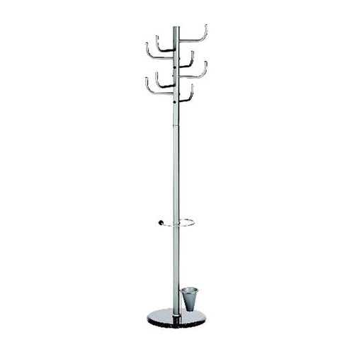Standgarderobe mit Schirmständer 172cm x ø 40cm 8 Kleiderhaken metall mit Marmorfuß Alco 2802 Produktbild Front View L