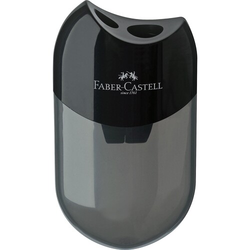 Doppelspitzer mit Behälter oval flach schwarz Faber Castell 183500 Produktbild
