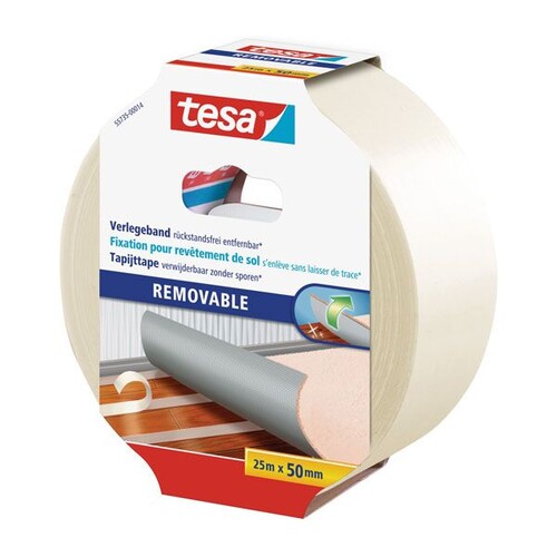 Verlegeband 50mm x 25m beidseitig klebend rückstandsfrei entfernbar Tesa- 55735-00014-11 (RLL=25 METER) Produktbild Additional View 1 L