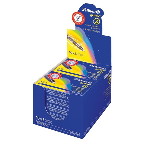 Tintenpatrone für Griffix Tintenroller T1R blau löschbar Pelikan 960567 (PACK=5 STÜCK) Produktbild