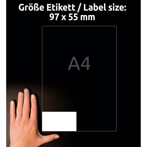 Etiketten Inkjet+Laser+Kopier 97x55mm auf A4 Bögen weiß Zweckform 3679 (PACK=1000 STÜCK) Produktbild Additional View 6 L